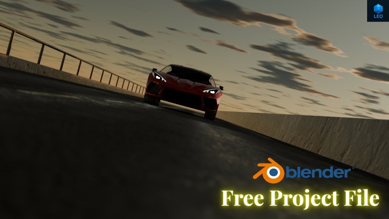 Free Blender Project File: Raw Car Animation Scene (Polygon Leo)
