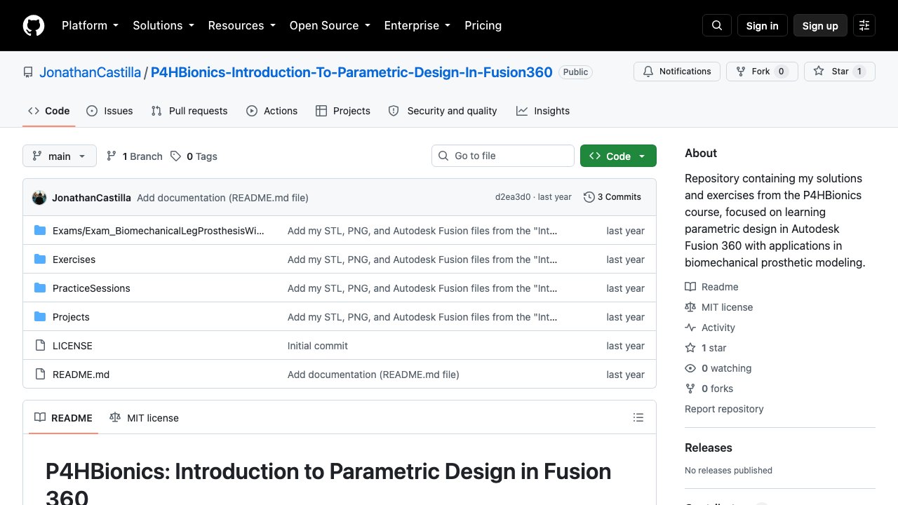Free Fusion 360 Files: P4HBionics Parametric Design Course Exercises