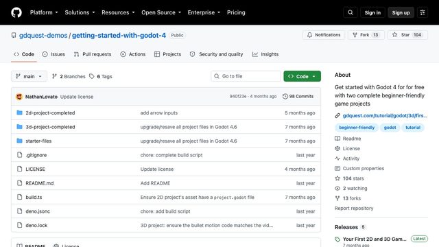 Free Godot 4.6 Project: First 2D and 3D Game Starter Files (GDQuest)