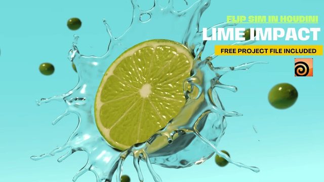 Free Houdini HIP: Lime Impact FLIP Splash, Karma Render (Tutorialavi)