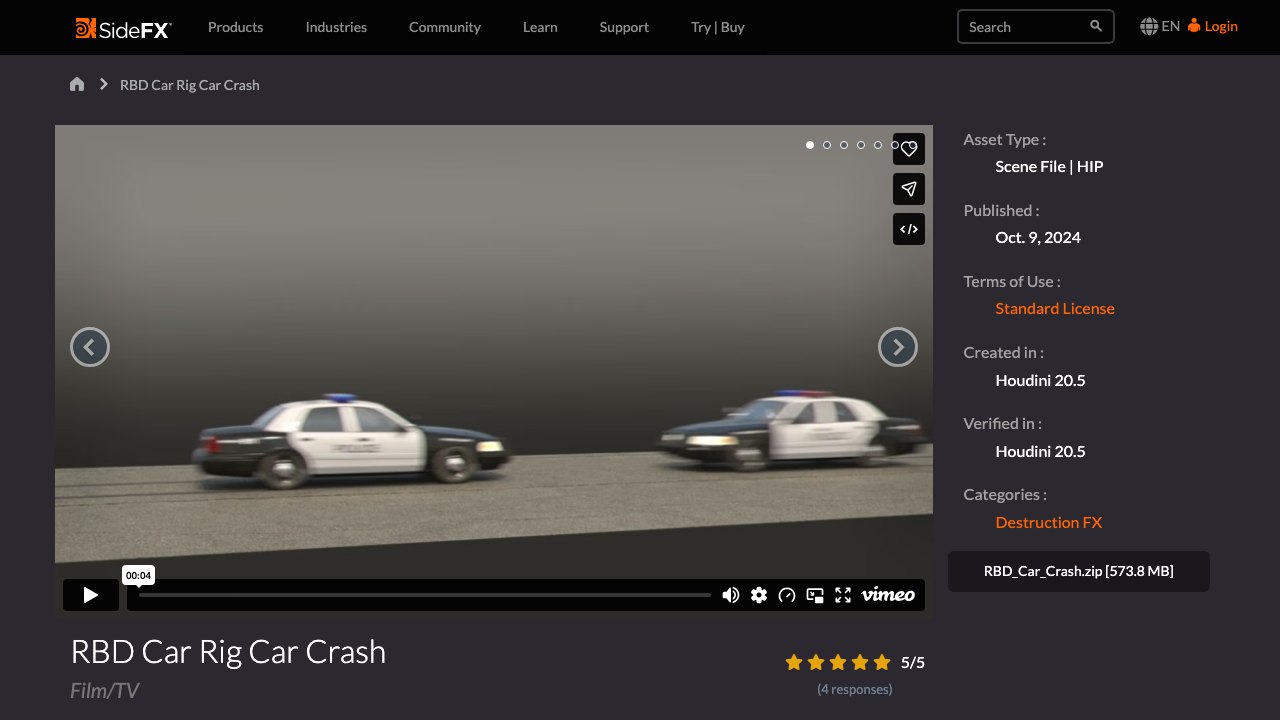 Free Houdini 20.5 HIP: RBD Car Rig Car Crash Destruction (SideFX)