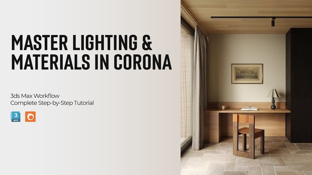 Free Corona 3ds Max Scene: Home Office Lighting (Irena Poliakova)