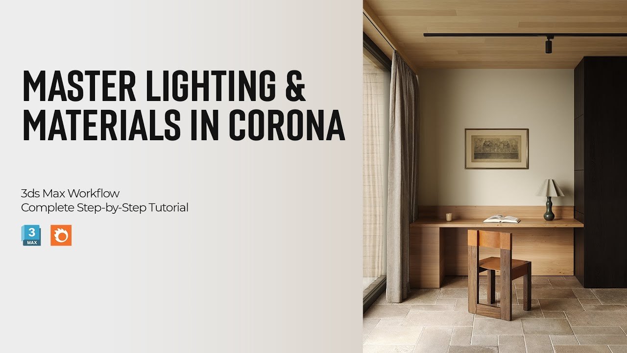 Free Corona 3ds Max Scene: Home Office Lighting (Irena Poliakova)