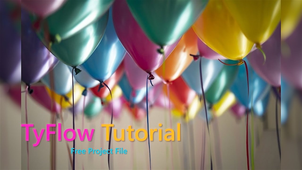 Free 3ds Max tyFlow Balloon Binding Scene (Starsbirthvfx)