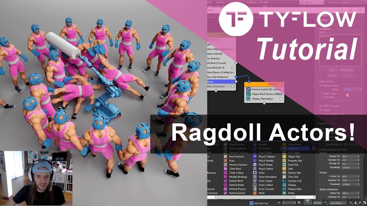 Free 3ds Max tyFlow Character Ragdoll Scene (Simulation Lab)