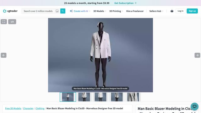 Free MD/CLO3D Project: Men's Basic Tailored Blazer (fulyaugurr)