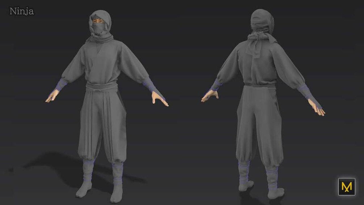 Free Marvelous Designer 10 Project: Ninja Costume (CgCostumes)