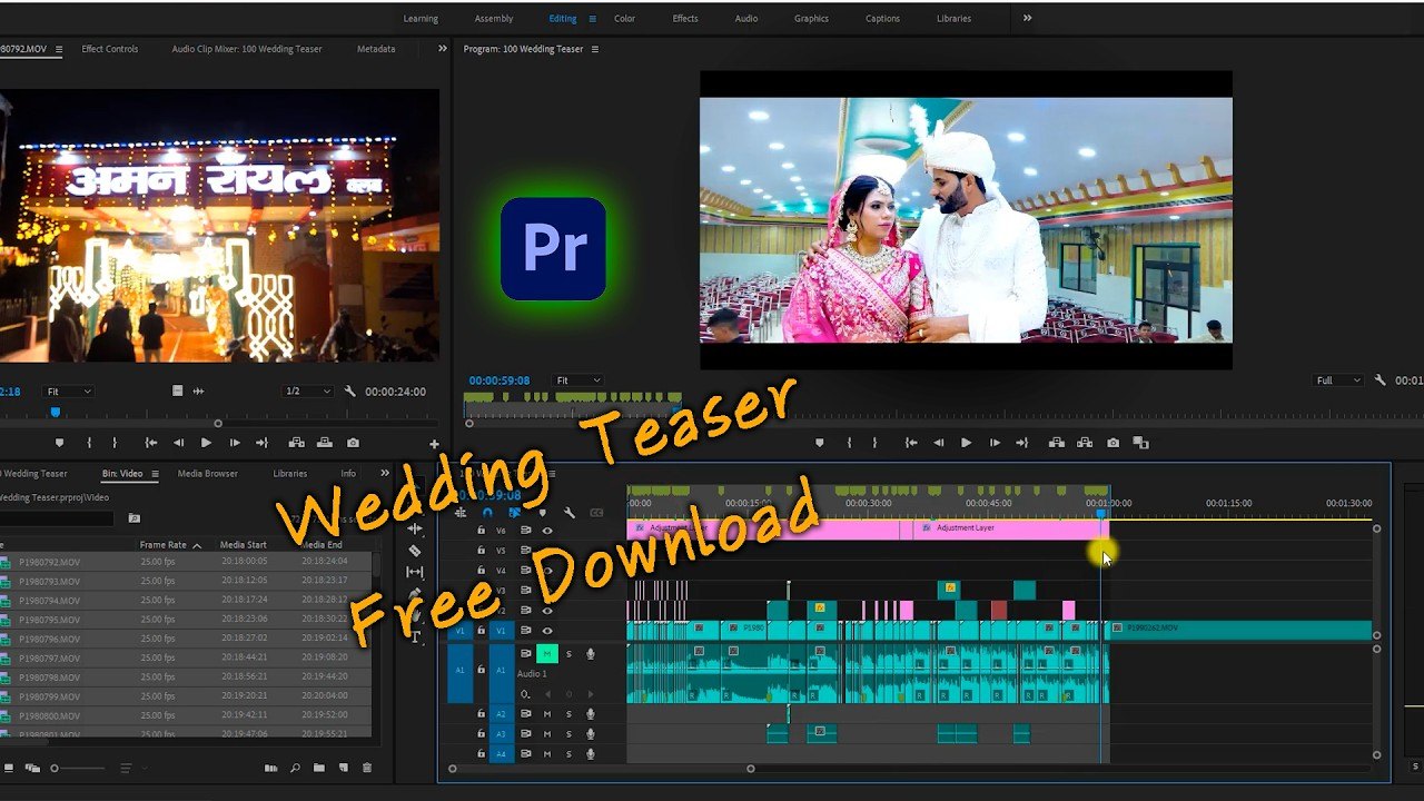 Free Premiere Pro Wedding Teaser Project (Play Edit Anything)