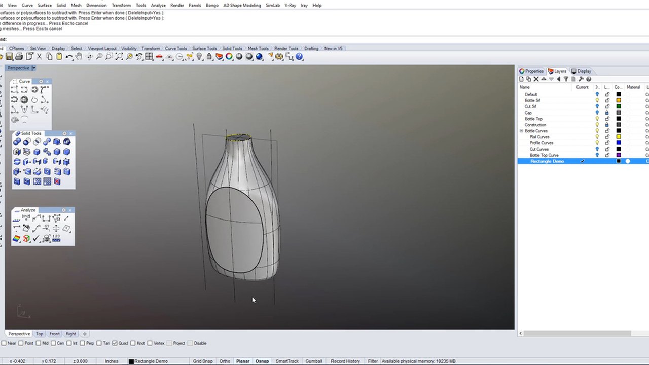 Free Rhino Exercise File: Squeeze Bottle Surfacing (Alexandre Galin)