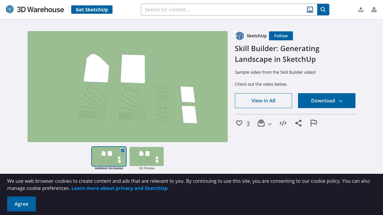 Free SketchUp Skill Builder File: Landscape with Sandbox Tools