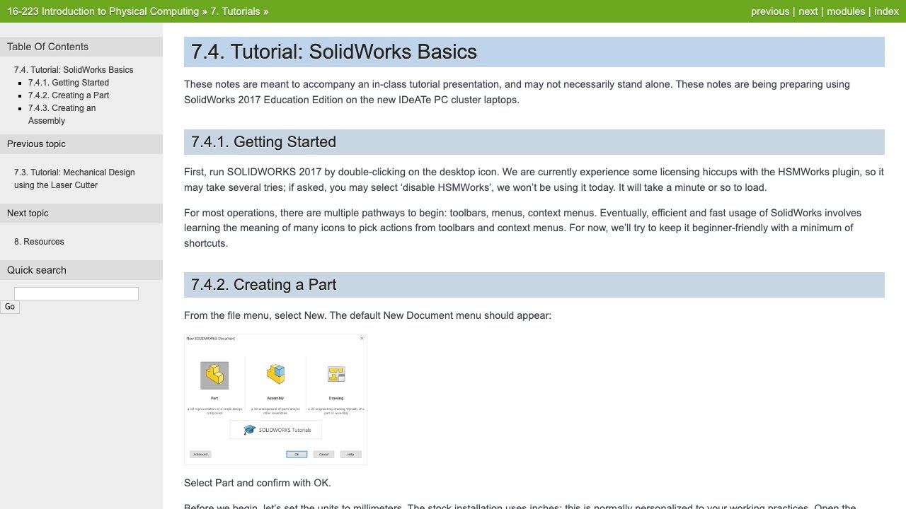 Free SolidWorks 2017 Tutorial Parts: FlatPackKit Basics (CMU 16-223)