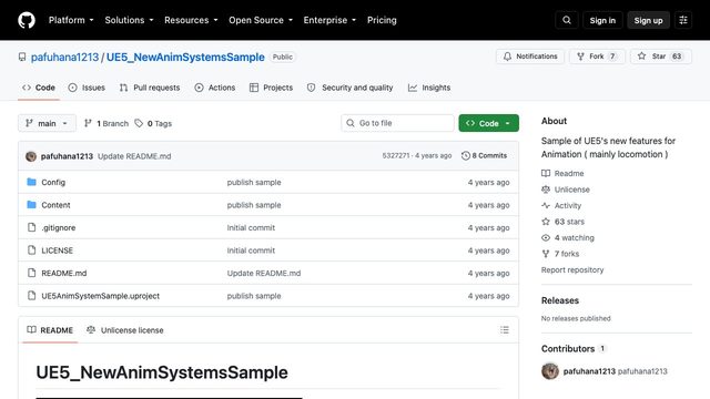Free UE 5.1 New Anim Systems Sample (pafuhana1213, Epic Games Japan)